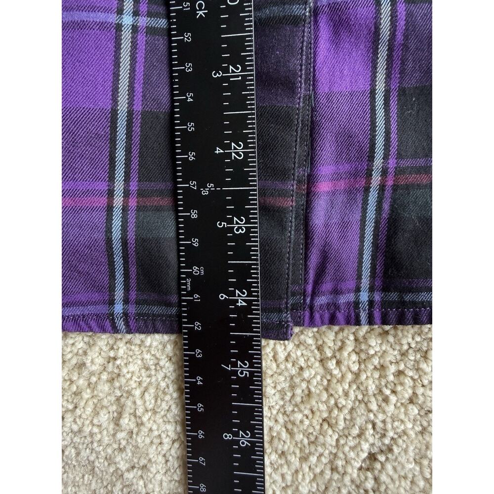 Lauren Ralph Lauren Petite Top PM Purple Plaid Ruffle Button Up Dark Academia - Picture 7 of 7